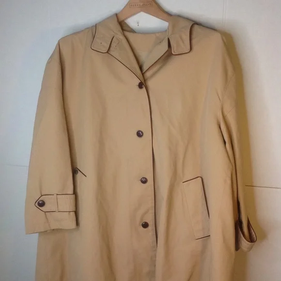Vintage Etienne Khaki Aigner Coat Hooded Trench - Picture 1 of 3